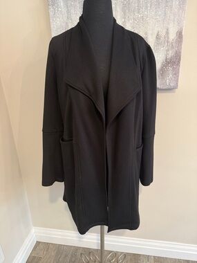 Classic Black Open Front Cardigan Jacket Size Small